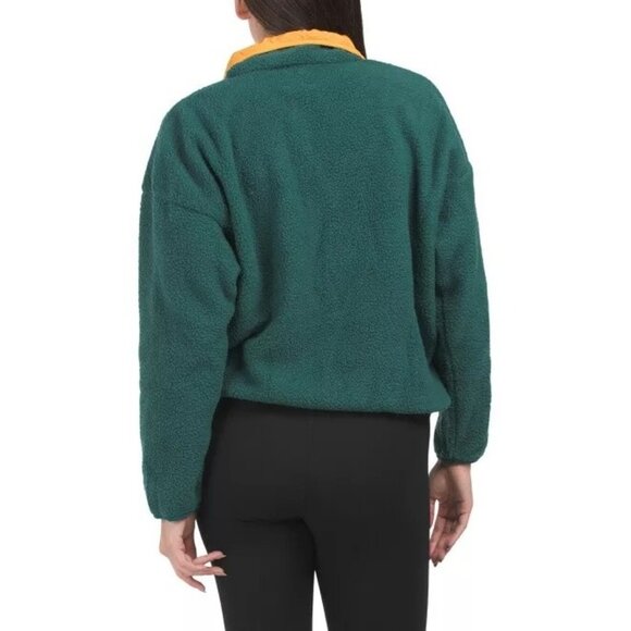 Women's Oversized Green Fleece Pullover Sweatshirt by Wilo The Label - New - Picture 2 of 3